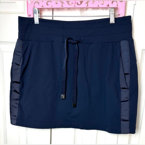 Mint ATHLETA Metro Downtown Skort Skirt Shorts Navy Blue Side Ribbon Tuxedo - Picture 2 of 13
